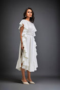 Load image into Gallery viewer, Asymmetrical Off-Shoulder Dress And Metallic Waist Belt