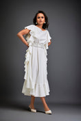 Load image into Gallery viewer, Asymmetrical Off-Shoulder Dress And Metallic Waist Belt