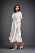 Load image into Gallery viewer, Asymmetrical Off-Shoulder Dress And Metallic Waist Belt
