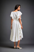 Load image into Gallery viewer, Asymmetrical Off-Shoulder Dress And Metallic Waist Belt