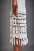 Load image into Gallery viewer, Dress With Sheer Sleeve Detailing And Mesh Geometric Applique Hemline