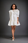 Load image into Gallery viewer, Mini Dress With Ruffled Hem And Metallic Appliqué Shoulder Detailing