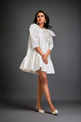 Load image into Gallery viewer, Mini Dress With Ruffled Hem And Metallic Appliqué Shoulder Detailing