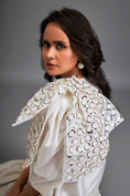 Load image into Gallery viewer, Mini Dress With Ruffled Hem And Metallic Appliqué Shoulder Detailing