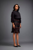 Load image into Gallery viewer, Skirt with Black and Orange Layered Geometric Cutouts