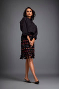 Load image into Gallery viewer, Skirt with Black and Orange Layered Geometric Cutouts