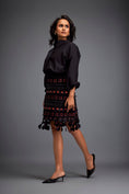 Load image into Gallery viewer, Skirt with Black and Orange Layered Geometric Cutouts