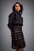 Load image into Gallery viewer, Skirt with Black and Orange Layered Geometric Cutouts