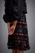 Load image into Gallery viewer, Skirt with Black and Orange Layered Geometric Cutouts
