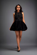 Load image into Gallery viewer, Swarovski Crop Top With Velvet Bubble Skirt