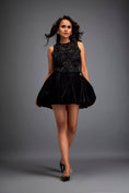 Load image into Gallery viewer, Swarovski Crop Top With Velvet Bubble Skirt