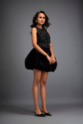 Load image into Gallery viewer, Swarovski Crop Top With Velvet Bubble Skirt