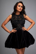 Load image into Gallery viewer, Swarovski Crop Top With Velvet Bubble Skirt