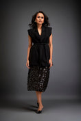 Load image into Gallery viewer, Sleeveless Blazer with Belted Waist & Metallic Skirt