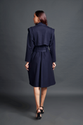 Load image into Gallery viewer, Navy Blue Jacket Dress With Sash Belt