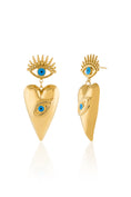 Load image into Gallery viewer, Evil Eye Heart Charm Earrings