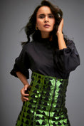 Load image into Gallery viewer, Shirt Paired With A Metallic Mini Skirt