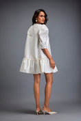 Load image into Gallery viewer, Puff-sleeve Dress With Swarovski Floral Appliqué