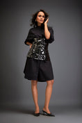 Load image into Gallery viewer, Shirtdress With Metallic Corset And Geometric Cutout Detailing