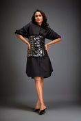 Load image into Gallery viewer, Shirtdress With Metallic Corset And Geometric Cutout Detailing