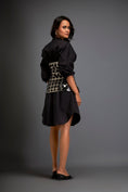 Load image into Gallery viewer, Shirtdress With Metallic Corset And Geometric Cutout Detailing