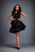 Load image into Gallery viewer, Sheer Floral Swarovski Top With Ruffle Mini Skirt