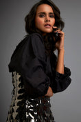 Load image into Gallery viewer, Shirtdress With Metallic Corset And Geometric Cutout Detailing