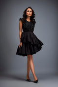 Load image into Gallery viewer, Sheer Floral Swarovski Top With Ruffle Mini Skirt