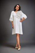 Load image into Gallery viewer, Dress With Voluminous Sleeves And Glossy Metallic Shoulder Embellishments