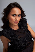 Load image into Gallery viewer, Sheer Floral Swarovski Top With Ruffle Mini Skirt