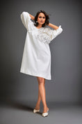 Load image into Gallery viewer, Dress With Voluminous Sleeves And Glossy Metallic Shoulder Embellishments