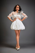 Load image into Gallery viewer, Sheer Top With Silver Floral Embellishments And Bubble Skirt
