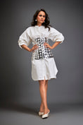 Load image into Gallery viewer, Shirtdress With Metallic Corset And Geometric Cutout Detailing