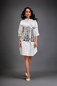 Load image into Gallery viewer, Shirtdress With Metallic Corset And Geometric Cutout Detailing