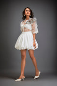 Load image into Gallery viewer, Sheer Top With Silver Floral Embellishments And Bubble Skirt