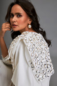 Load image into Gallery viewer, Dress With Voluminous Sleeves And Glossy Metallic Shoulder Embellishments