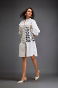 Load image into Gallery viewer, Shirtdress With Metallic Corset And Geometric Cutout Detailing