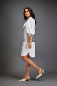 Load image into Gallery viewer, Shirtdress With Metallic Corset And Geometric Cutout Detailing