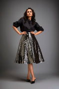 Load image into Gallery viewer, Gun Metal Coloured Metallic 3-D Textured A-line Skirt