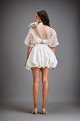 Load image into Gallery viewer, Sheer Top With Silver Floral Embellishments And Bubble Skirt