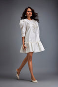 Load image into Gallery viewer, Puff-sleeve Dress With Swarovski Floral Appliqué