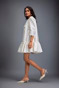 Load image into Gallery viewer, Puff-sleeve Dress With Swarovski Floral Appliqué