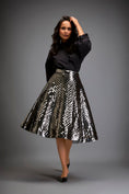 Load image into Gallery viewer, Gun Metal Coloured Metallic 3-D Textured A-line Skirt