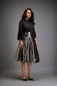 Load image into Gallery viewer, Gun Metal Coloured Metallic 3-D Textured A-line Skirt