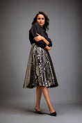Load image into Gallery viewer, Gun Metal Coloured Metallic 3-D Textured A-line Skirt