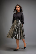 Load image into Gallery viewer, Gun Metal Coloured Metallic 3-D Textured A-line Skirt