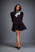 Load image into Gallery viewer, Puff-sleeve Dress With Swarovski Floral Appliqué