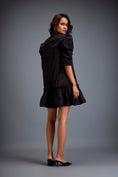 Load image into Gallery viewer, Puff-sleeve Dress With Swarovski Floral Appliqué