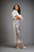 Load image into Gallery viewer, Metallic Silver Skirt With Geometric Cutout Detailing