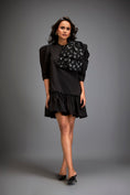 Load image into Gallery viewer, Mini Dress With Ruffled Hem And Metallic Appliqué Shoulder Detailing